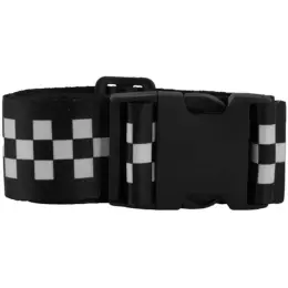 Checkered Luggage Strap Black-White Close Up Buckle